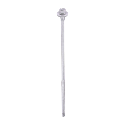5.5/6.3x180 Hex Comp. Panel to Light Section Steel Exterior S/D Screw/Washer Steel/Silver Pack 100