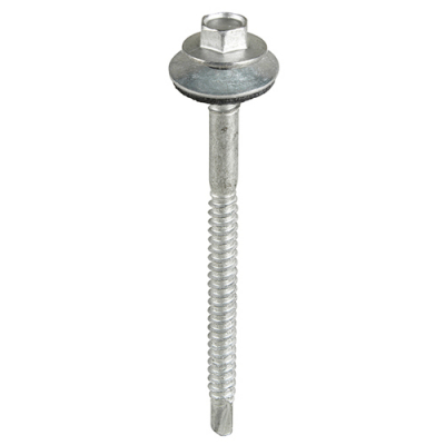 5.5/6.3x100 Hex Comp. Panel to Light Section Steel Exterior S/D Screw/Washer Bi Metal/Silver Pk 100