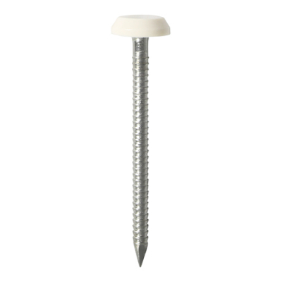 50x3.2 Polymer Headed Nail A4 White (Head Diameter 12) Pack 25