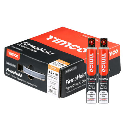 3.1x90 Collated Clipped Angled Part Ring Nail FirmaGalvanised+ & 2CFC Fuel Cells FirmaHold Pack 220