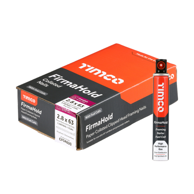 2.8x63 Collated Clipped Angled Ring Nail FirmaGalvanised+ & 1CFC Fuel Cells FirmaHold Pack 1100