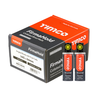 16Gx64 Collated Angled Brad Nail Galvanised & 2BFC Fuel Cells FirmaHold Pack 2000