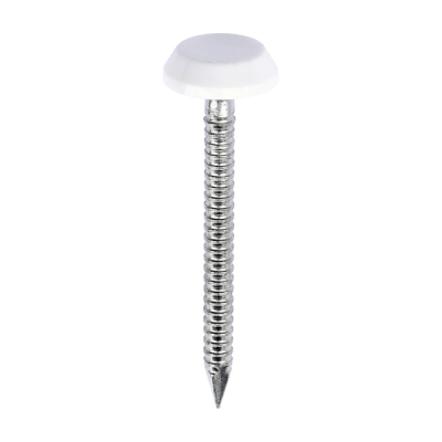 40x3.2 Polymer Headed Nail A4 White (Head Diameter 12) Pack 100