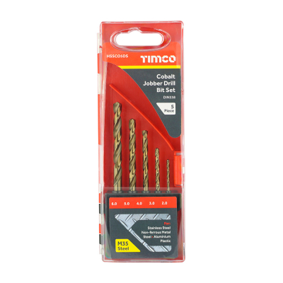 2-6mm HSS Standard Series Ground Cobalt Drill Bit Set 5 Timco