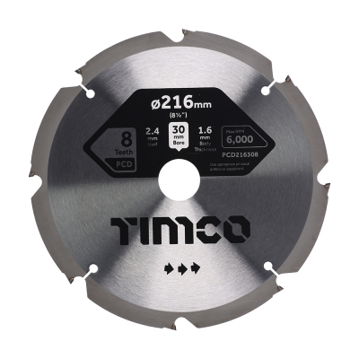216x30x8T Circular Saw Blade Fibre Cement Board Timco