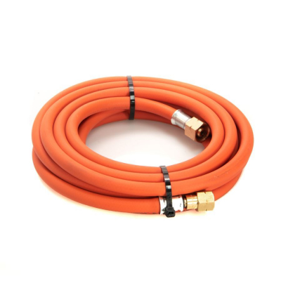 10mm Propane Fitted Hose 5Mtr 3/8Inch Check Valve Orange