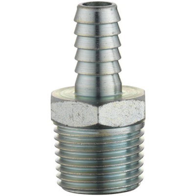 Male Hose Tail Connector, Male Thread BSP Tapered 1/2, HoseTail 9.5mm (3/8) i/d Hose