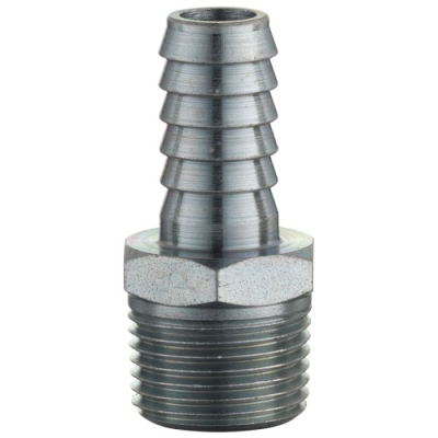 Male Hose Tail Connector, Male Thread BSP Tapered 3/8, HoseTail 9.5mm (3/8) i/d Hose