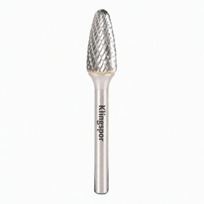 9.6x19x6 Ball Nosed Cone Shaped Carbide Burr HF100F Stainless Steel Cut (Cut 11)