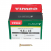 4.5x35 Pozi Countersunk Multi Purpose Screw Zinc & Yellow Plated Timco Classic Range Pack 200