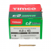 4.0x45 Pozi Countersunk Multi Purpose Screw Zinc & Yellow Plated Timco C2 Range Pack 200