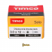 3x12 Pozi Countersunk Chipboard Screw Zinc & Yellow Plated Timco Solo Range Pack 200