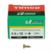 3.5x12 Pozi Countersunk Multi Purpose Screw Zinc & Yellow Plated Timco C2 Range Pack 200
