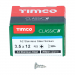 3.5x12 Pozi Countersunk Multi Purpose Screw A2 Timco Classic Range Pack 200