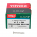 4.5x40 Pozi Countersunk Multi Purpose Screw A2 Timco Classic Range Pack 200